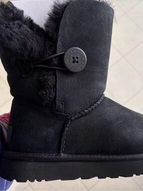 UGG Black Mini Button II Sheepskin Boot